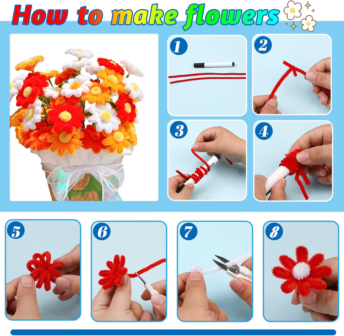 Limpiapipas para Manualidades Paquete Colorido 100 unidades 30cm