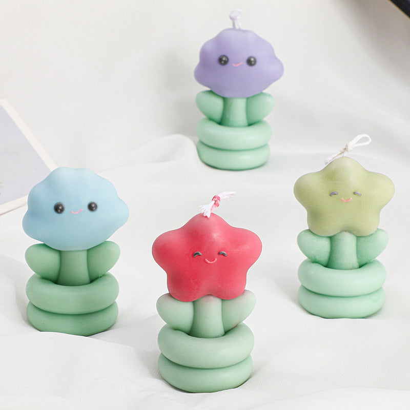 Molde de Flor de Nubes y Estrella para Velas