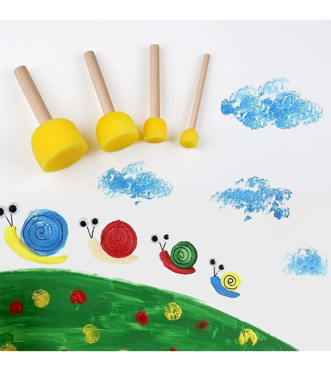 Juego de Pinceles de Esponjas Redondos para Pintar