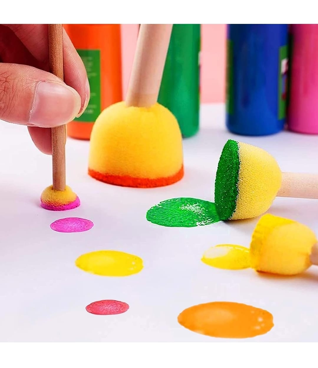 Juego de Pinceles de Esponjas Redondos para Pintar