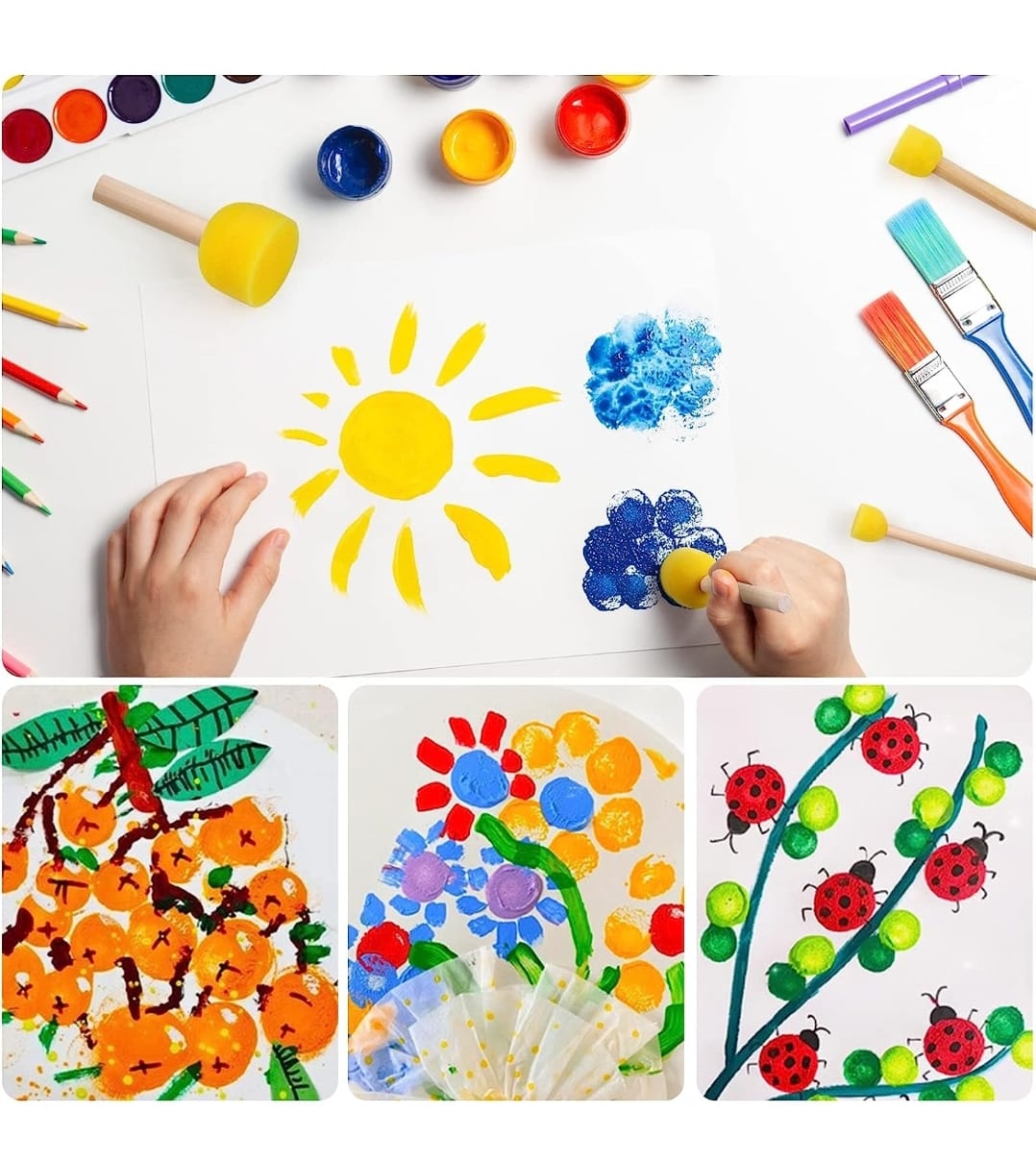 Juego de Pinceles de Esponjas Redondos para Pintar