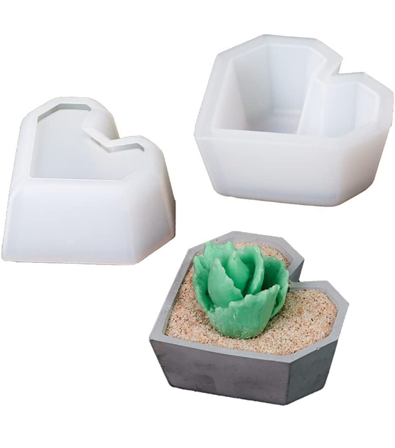Mini molde maceta de corazón para velones y suculentas