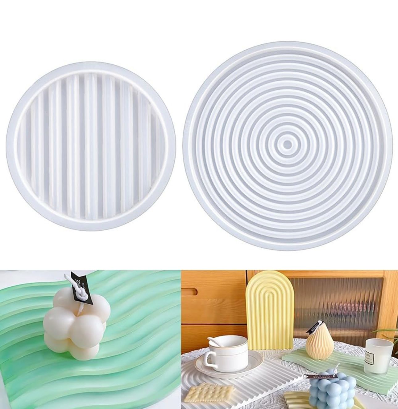 Moldes para bandejas y porta vasos a rayas