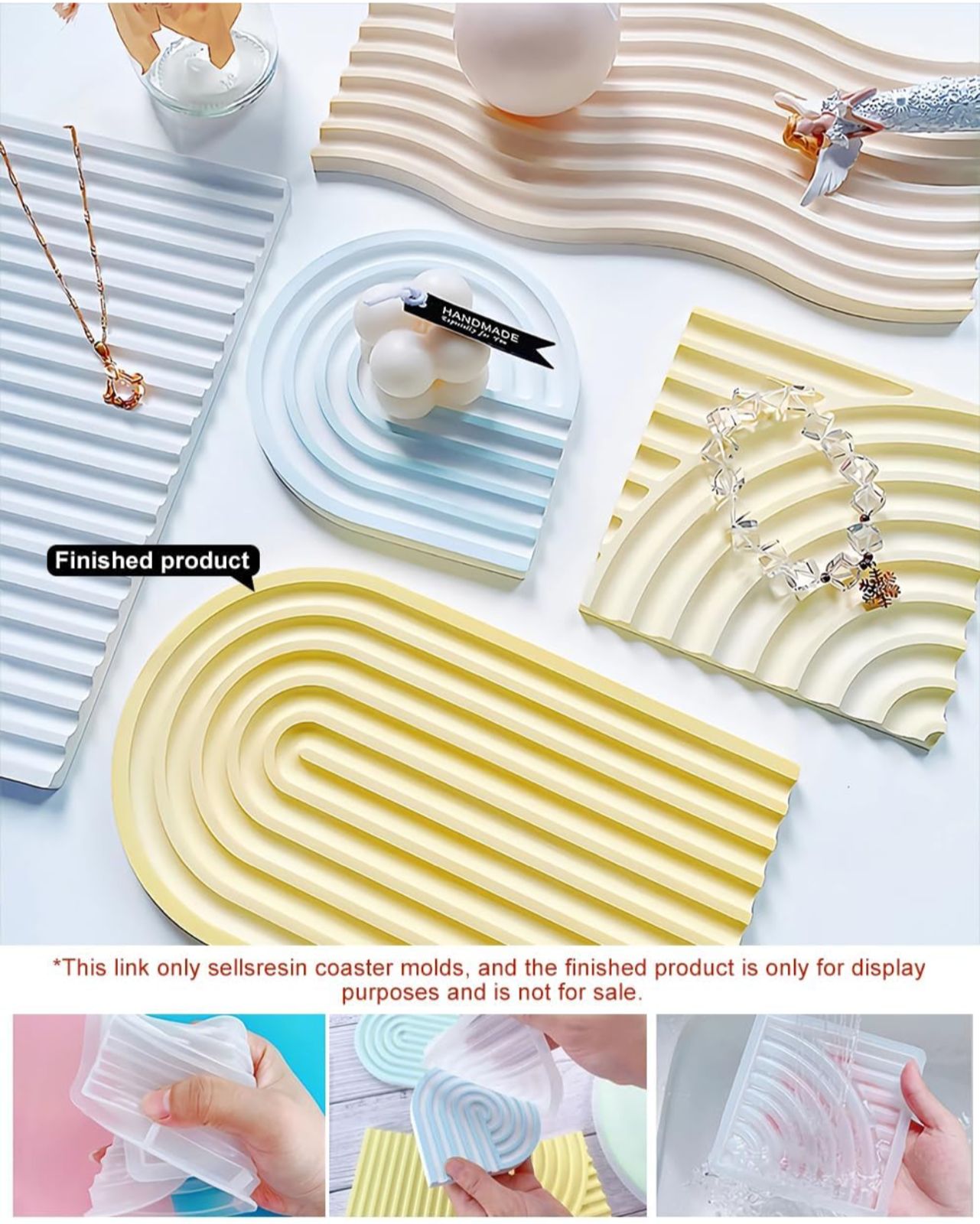 Moldes para bandejas y porta vasos a rayas
