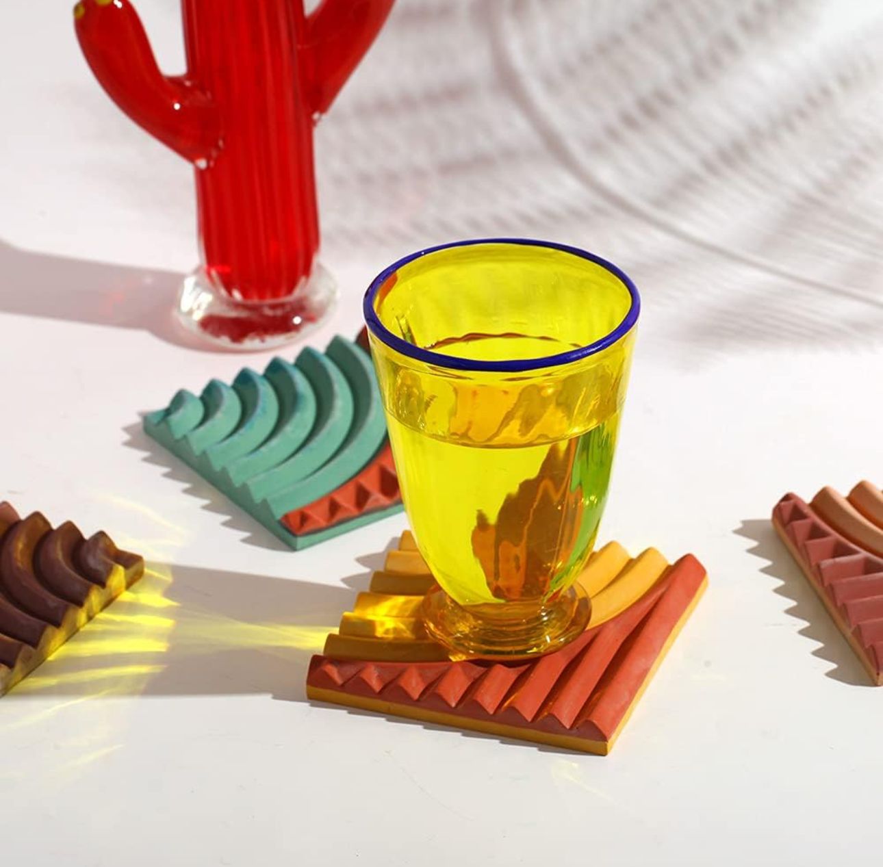 Moldes para bandejas y porta vasos a rayas