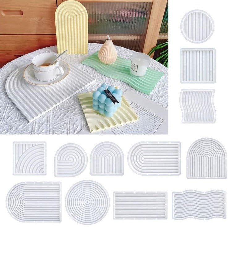 Moldes para bandejas y porta vasos a rayas