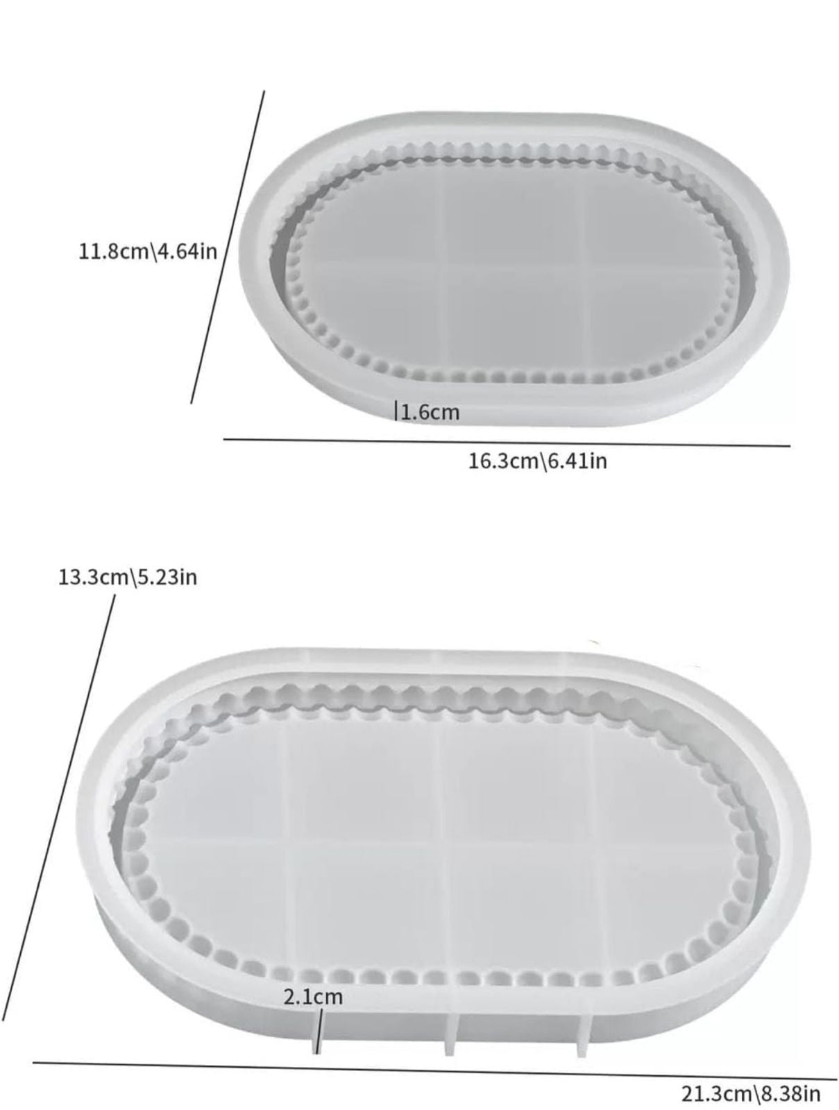 Molde Ovalado para Porta Vasos o Bandejas pequenas de Joyero o Joyas