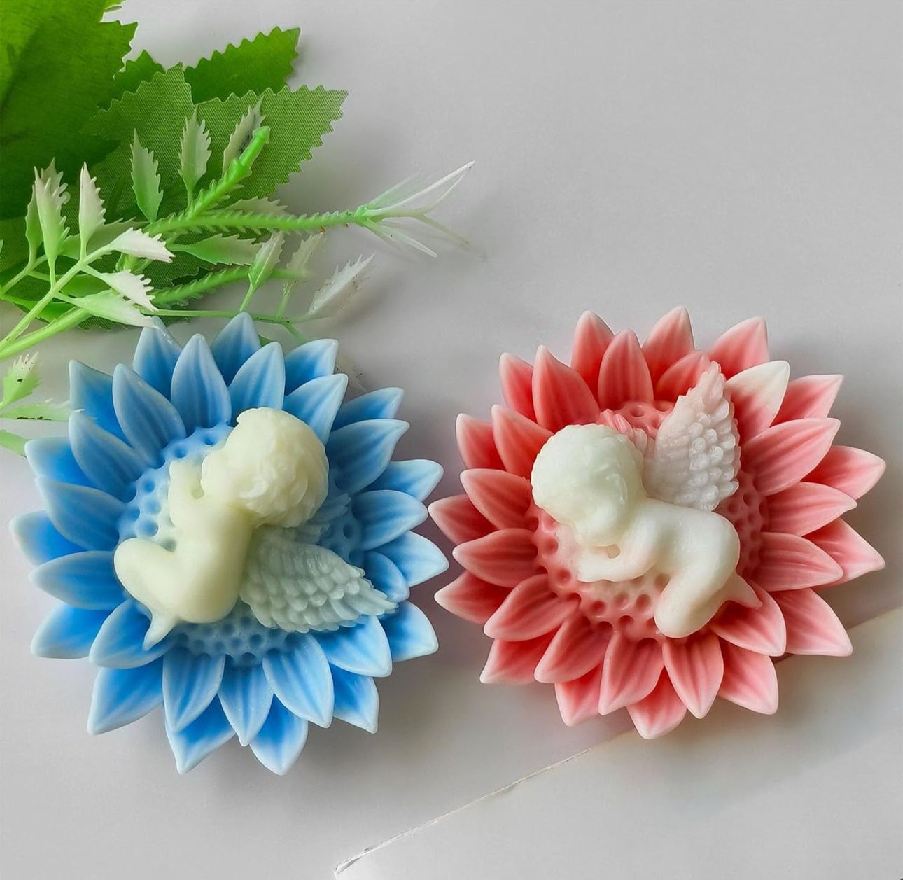 Molde de Girasol con Angel Bebe para Velones y Resina