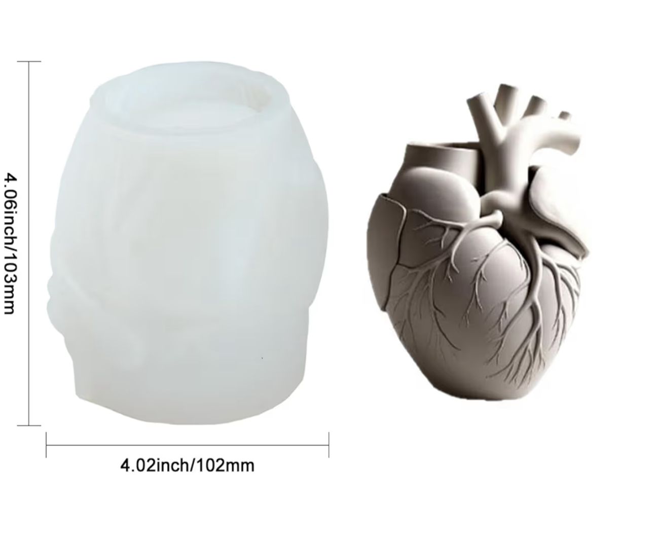 Molde para Maceteros, Tarros, Vela y Decoración Corazon Humano órganos