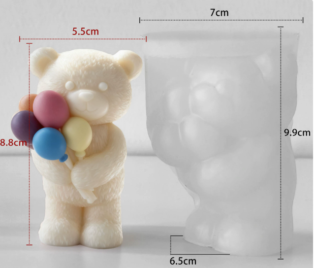 Molde de Oso con Globos para Velones y Jabones