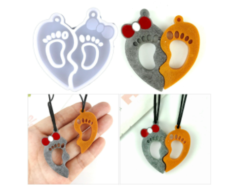 Molde Pies de Bebé Huellas Para Collares, Pendientes, Joyas, Llaveros y mas