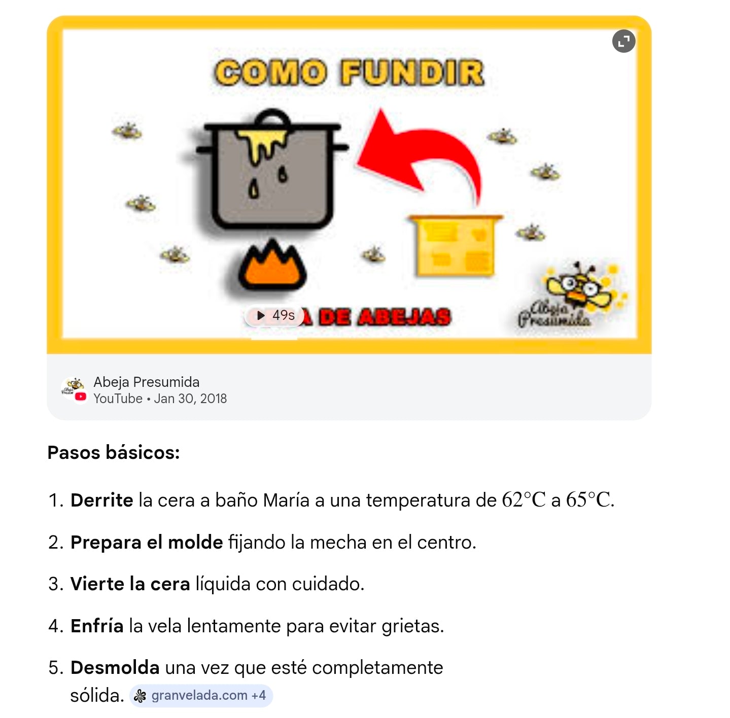 Cera de Abeja Blanca para Velones (Bee Wax White) Ideal para Velas en Moldes