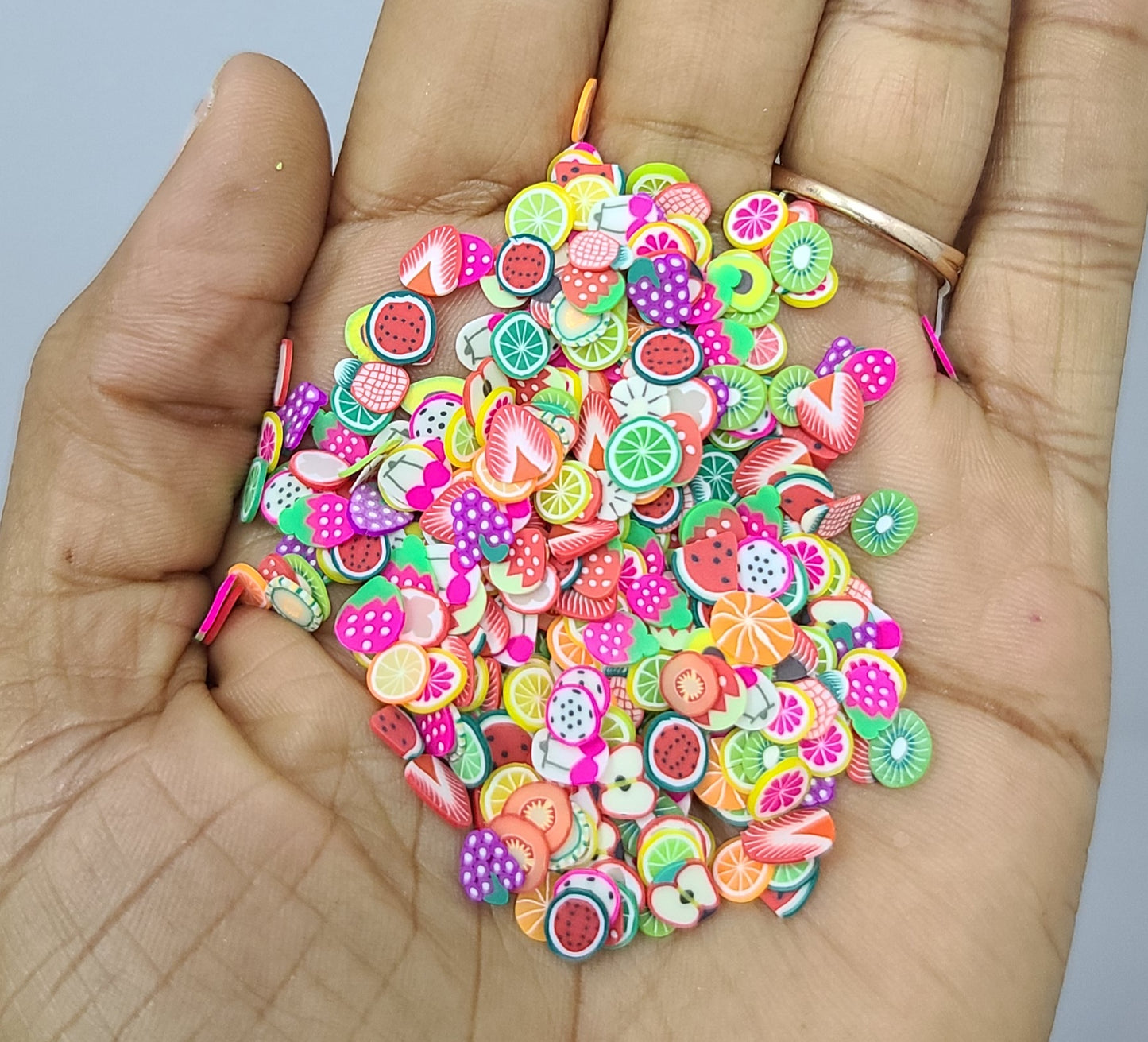 Fimos en forma de Frutas, Corazon y Estrella decorativas