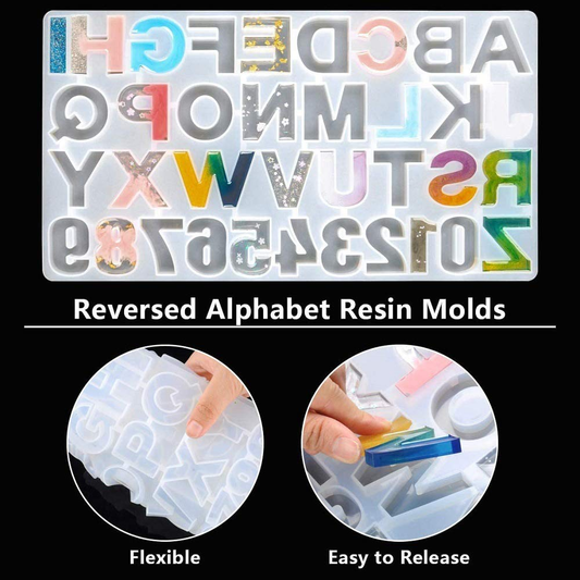 Molde en silicon de Letras y Números para Resina
