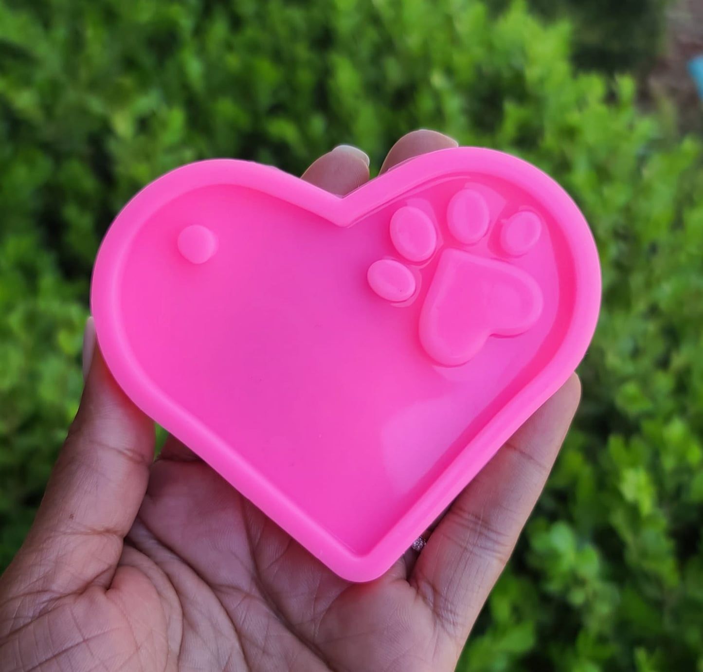 Molde corazón con huella pata de perro o gato