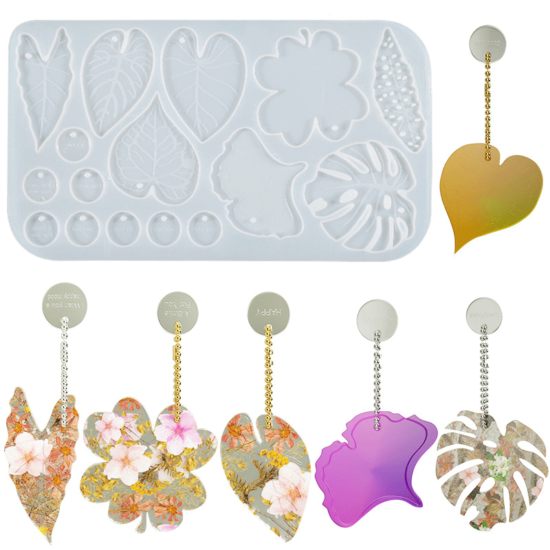 Molde para Pendientes, Aretes y Llaveros con forma de hojas