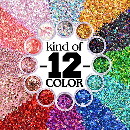 Glitter Holográficos 12 Colores grandes