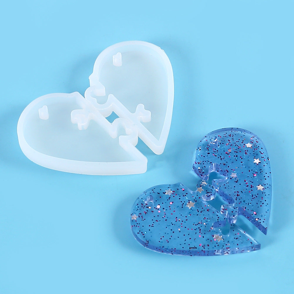 Molde de Corazón dividido pareja en forma de rompecabezas
