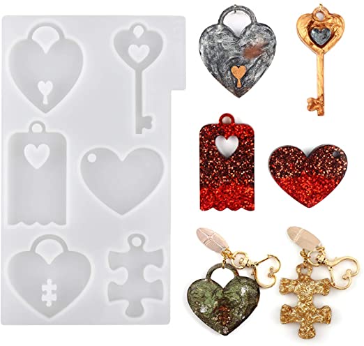 Molde de silicon forma de Corazon y Llaves