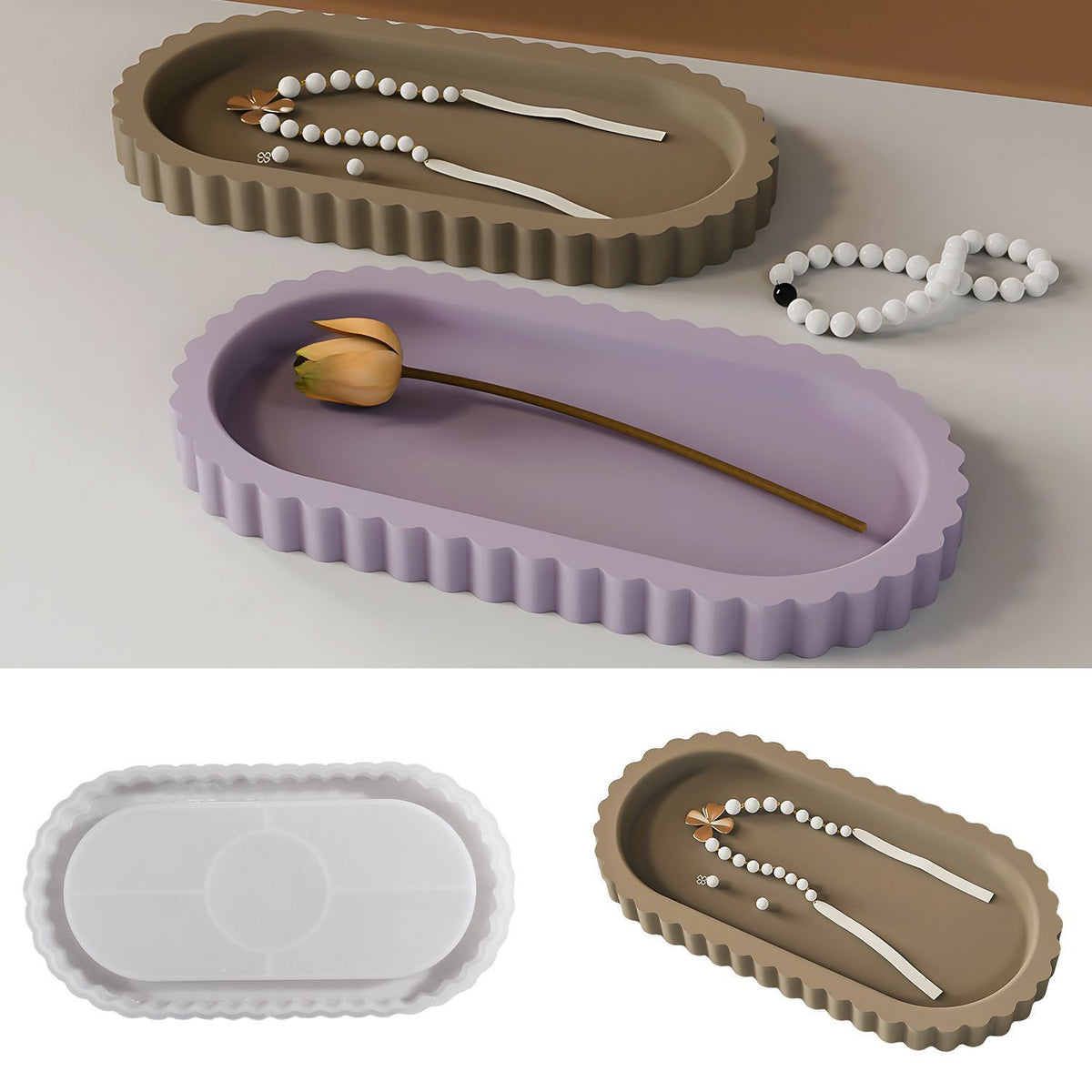 Molde Ovalado para Porta Vasos o Bandejas pequenas de Joyero o Joyas
