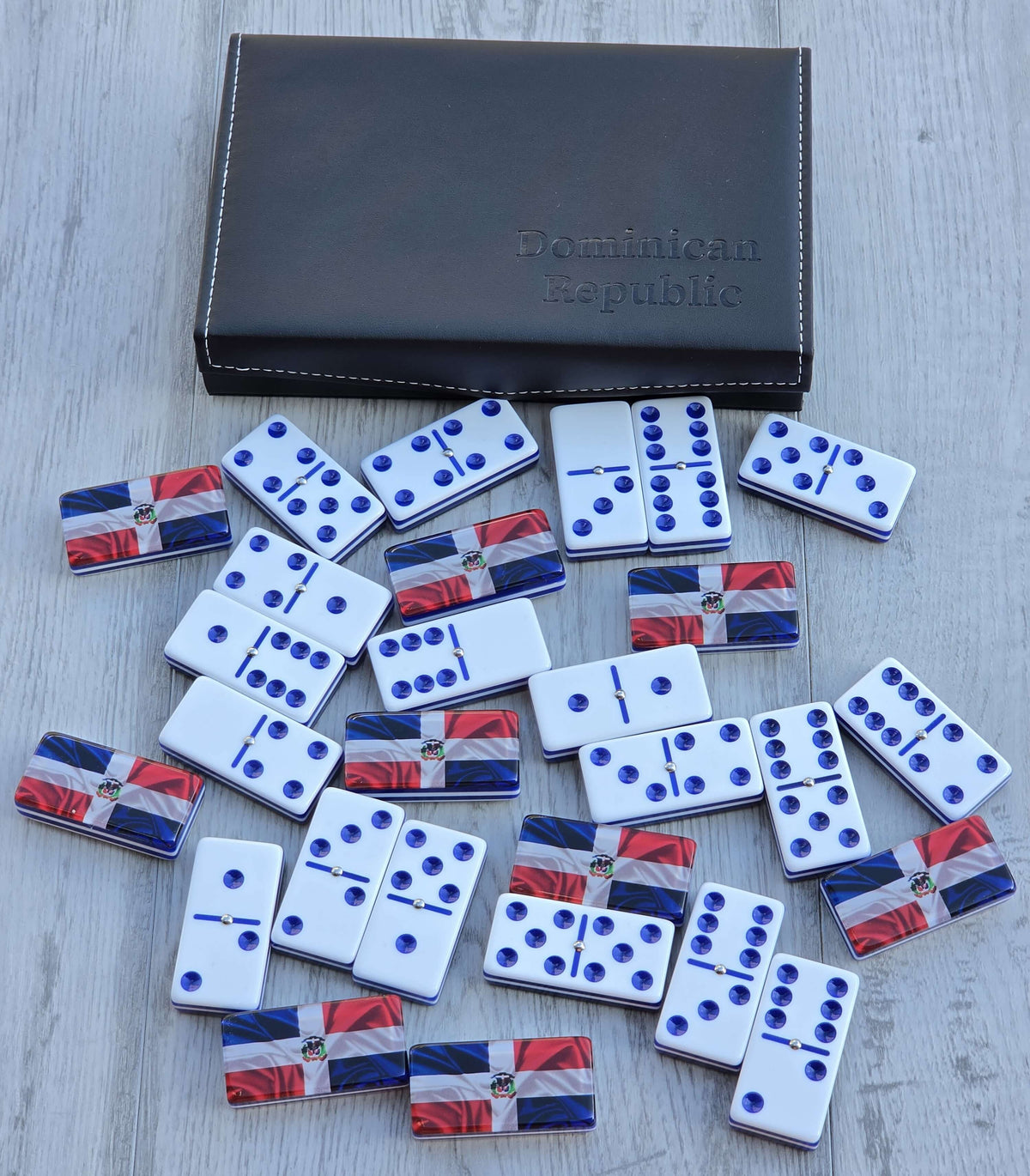 Juegos de Dominos en Acrilico Personalizados tamaño Jumbo Bandera República Dominicana