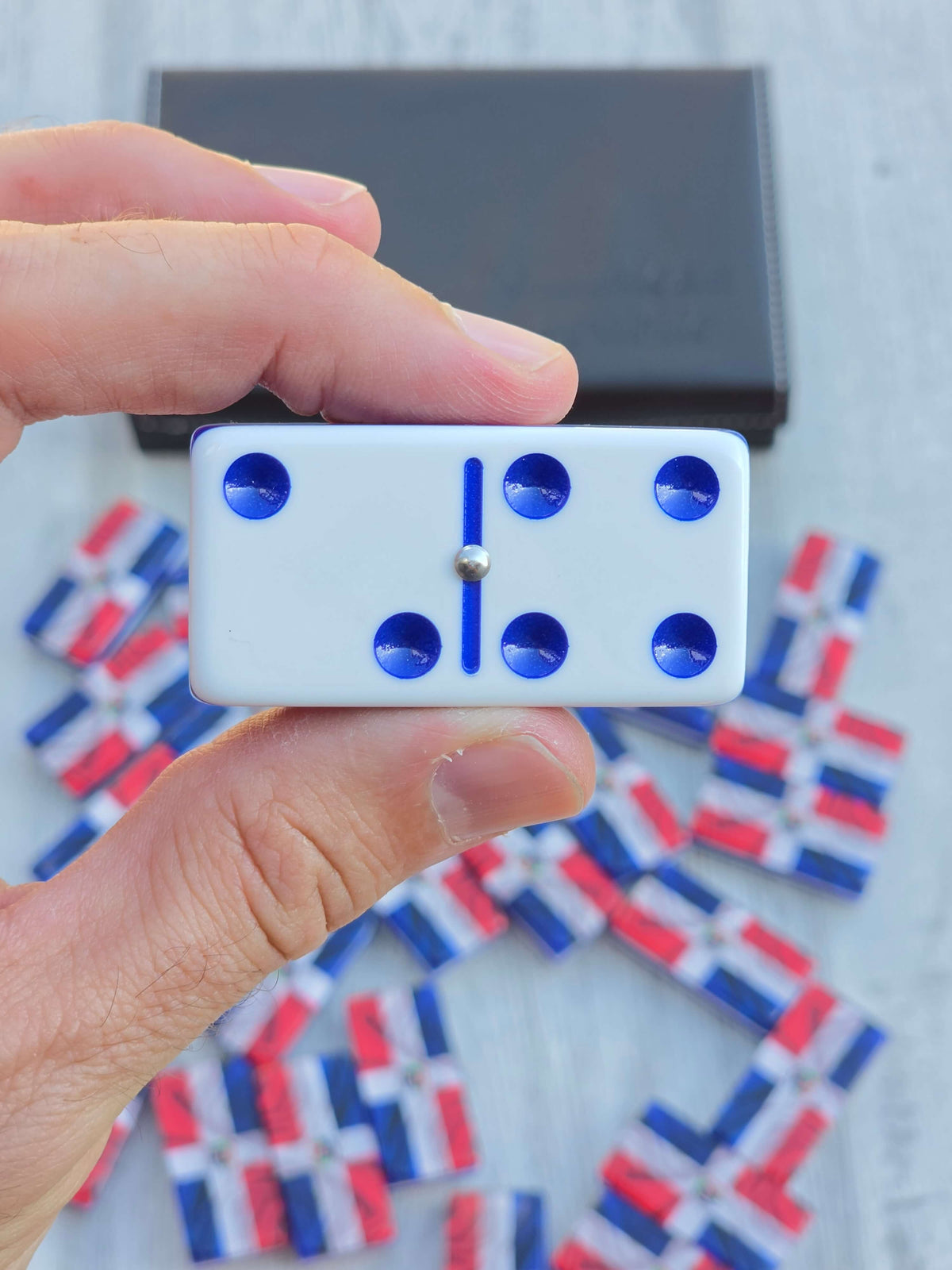 Juegos de Dominos en Acrilico Personalizados tamaño Jumbo Bandera República Dominicana