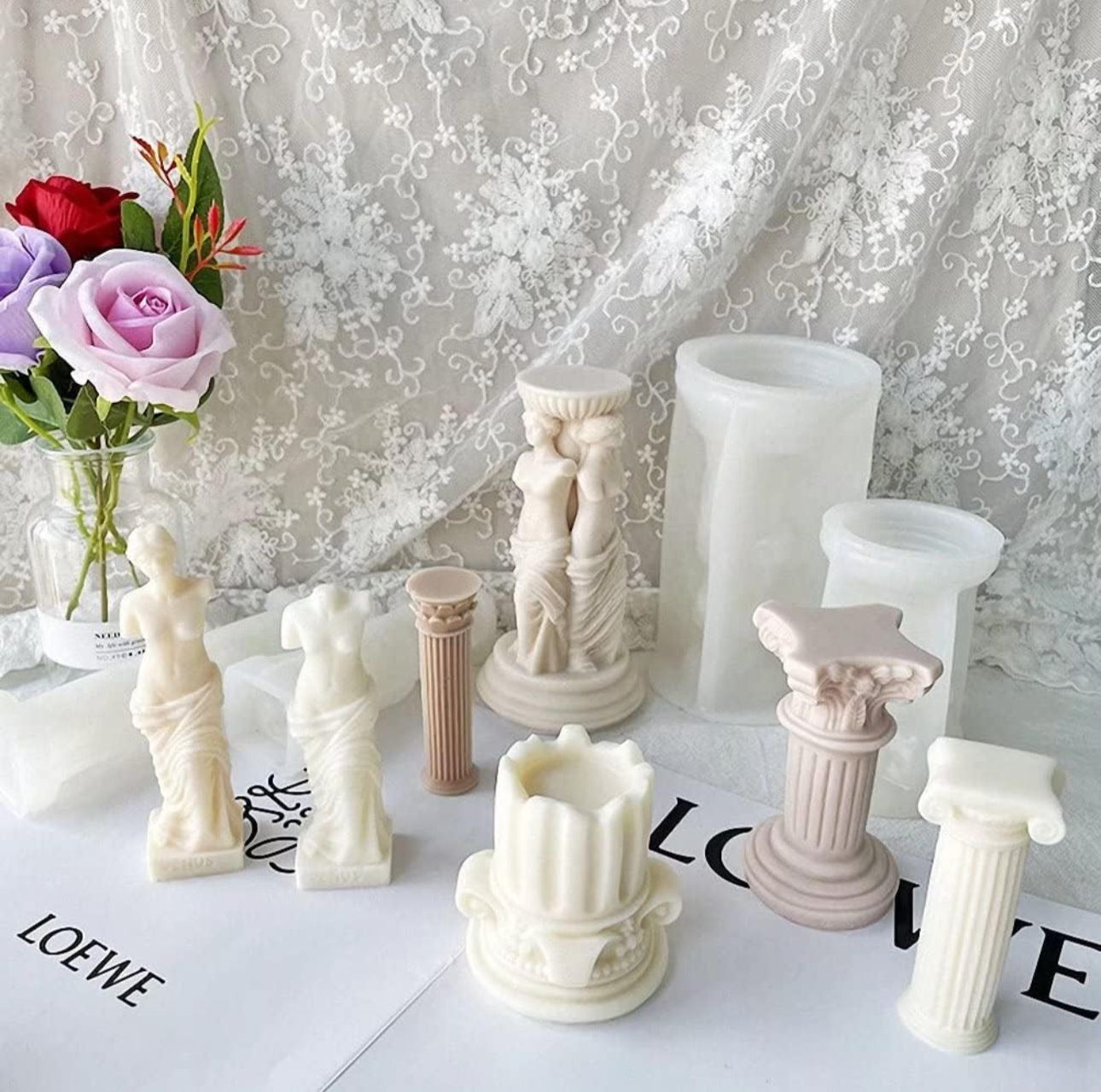 Molde de Columna Romana para velas, bases y adornos