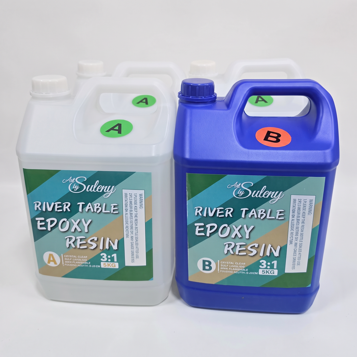 Kit de Resina Epóxica A/B 3/1 Transparente Super Clear para Mesas de Rio y Vaciado profundo 20KG Deep Pour