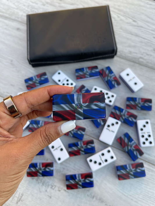 Juegos de Dominos en Acrilico Personalizados tamaño Jumbo Bandera República Dominicana