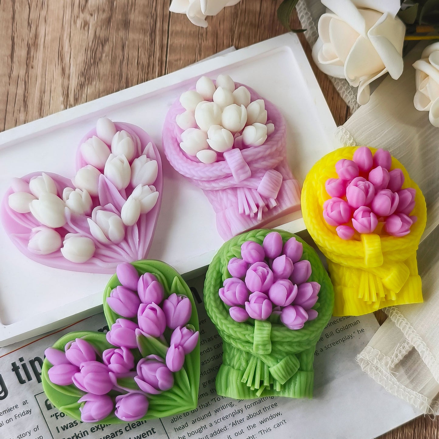 Molde de Tulipanespara Velones, Jabones, Comestibles y Reposteria