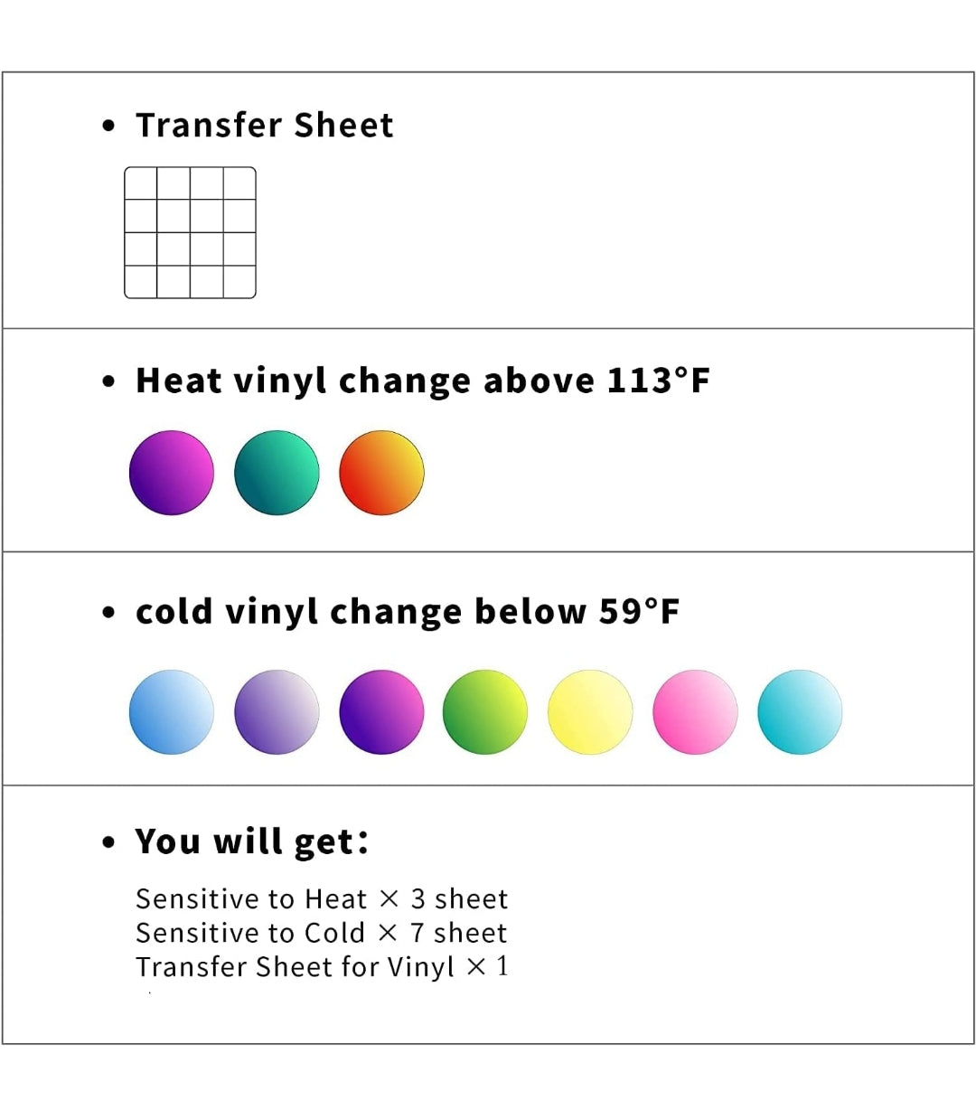 Vinyl Adhesivo Permanente Premium que Cambia de color con el Caliente/Frío