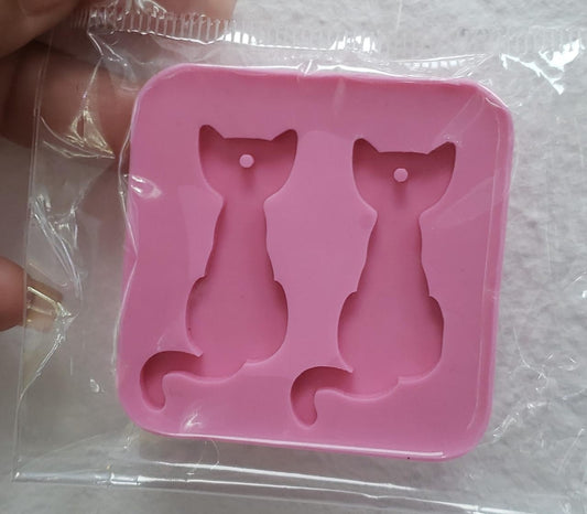 Molde de Gato Doble para Dijes y Aretes