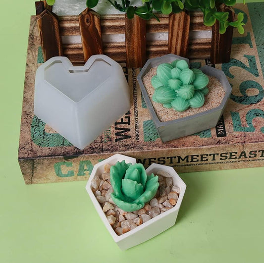 Mini Molde Maceta de Corazón para Velones y Suculentas