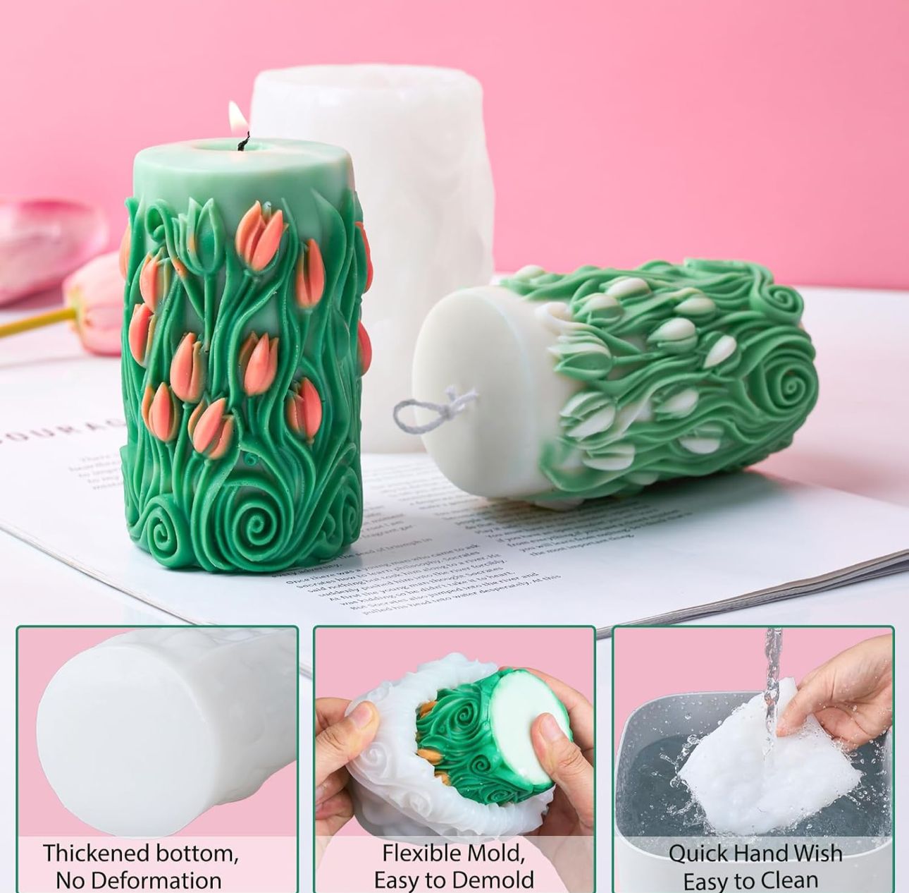 Molde de florero de tulipan para velones