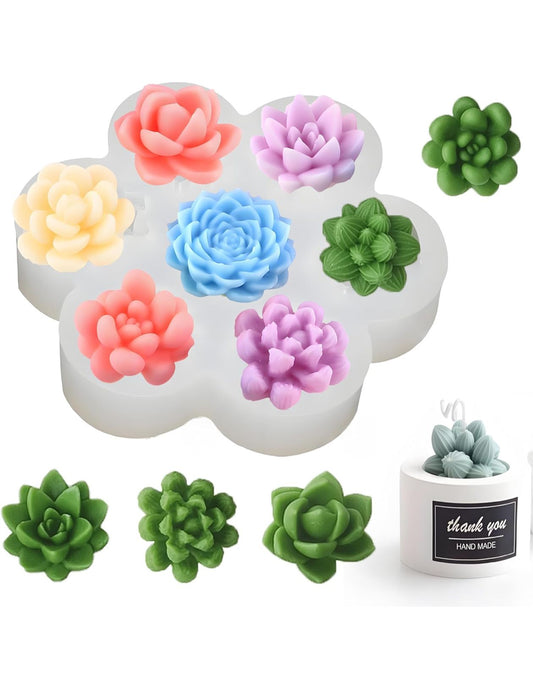 Molde de Suculentas, Rosas y Flores de 7 unidades