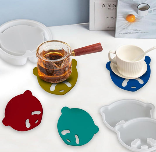 Set de Porta Vasos en forma de Panda Kit de 2 portavasos y 1 Base