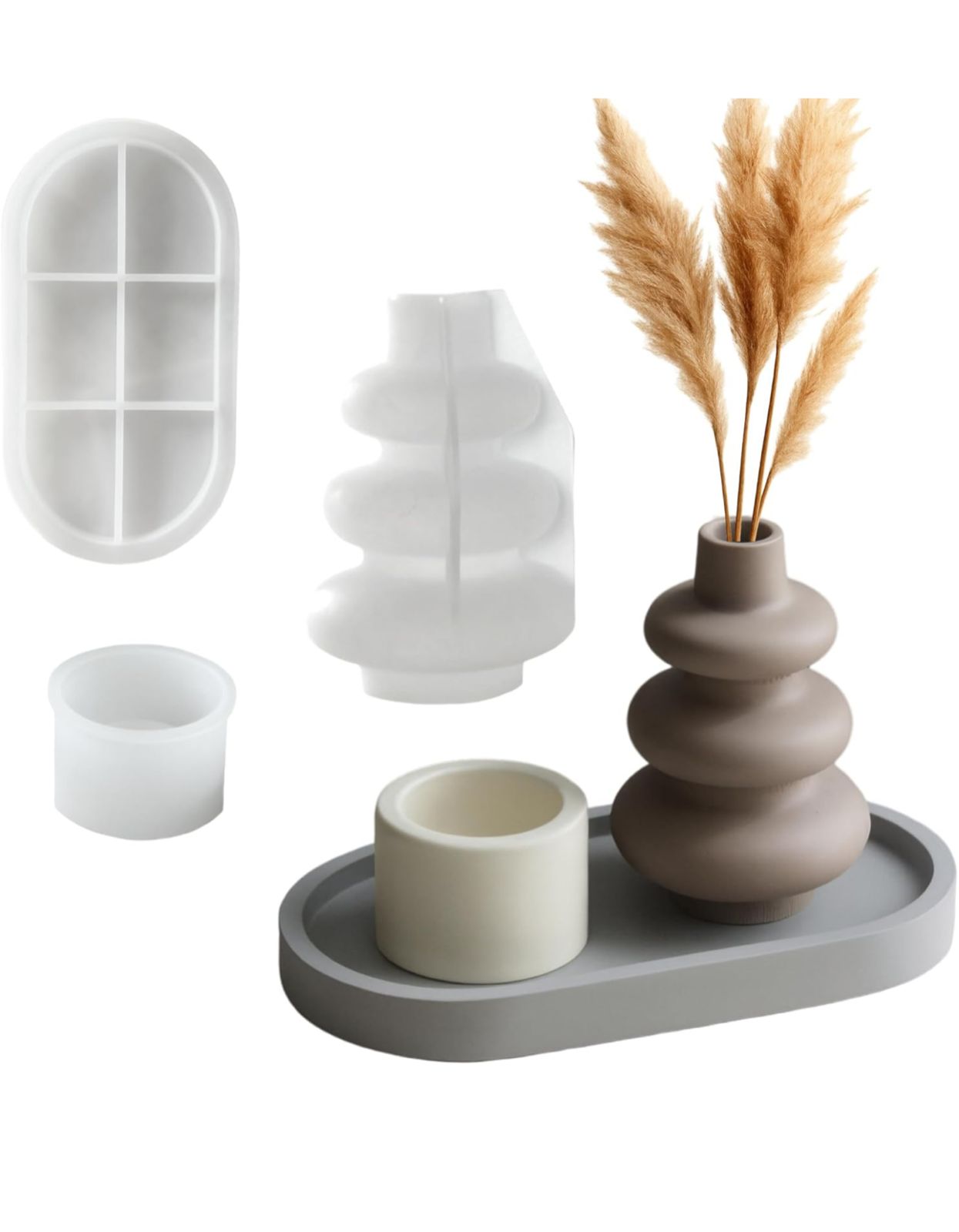 Moldes de Bandeja y Tarro Decortativos Set de 3 molde para Resina Ecologica y Yeso