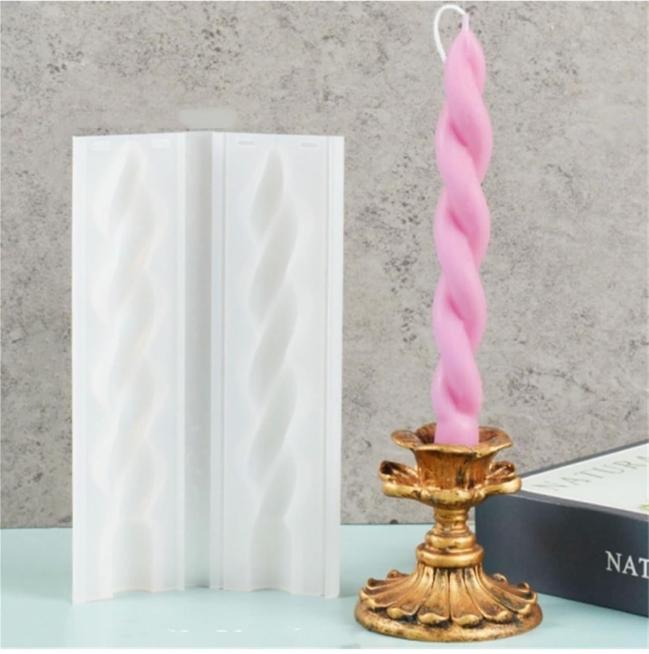 Molde de Velas Pilar en Espiral para Candelabros, Bautizos y Decoración