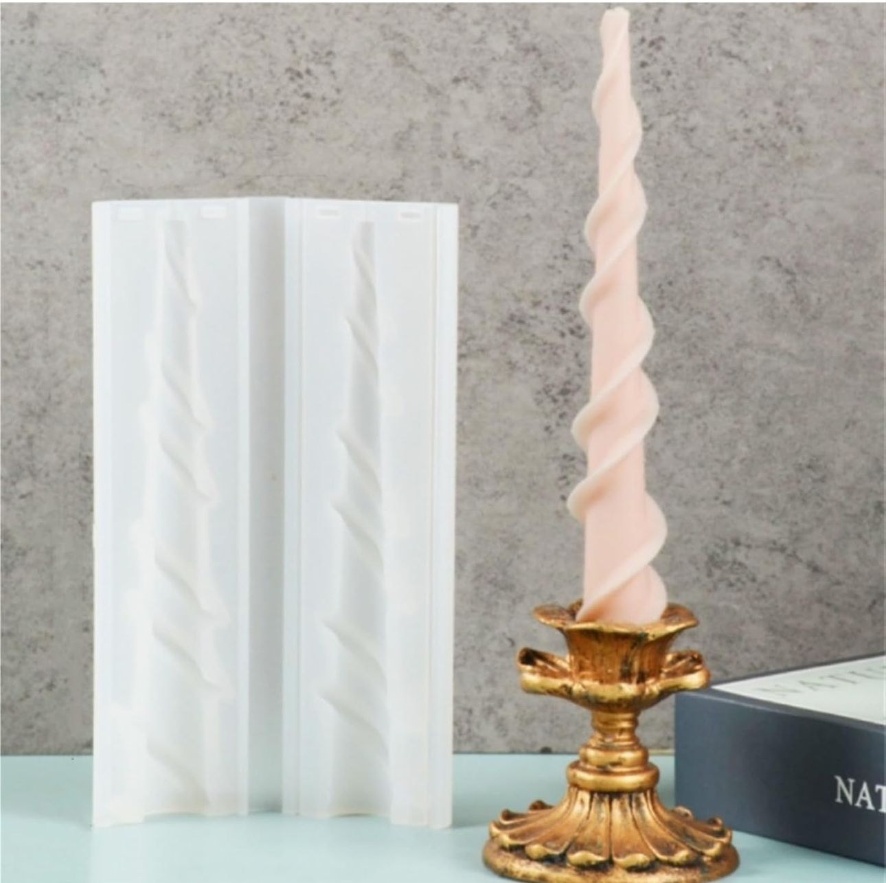 Molde de Velas Pilar en Espiral para Candelabros, Bautizos y Decoración