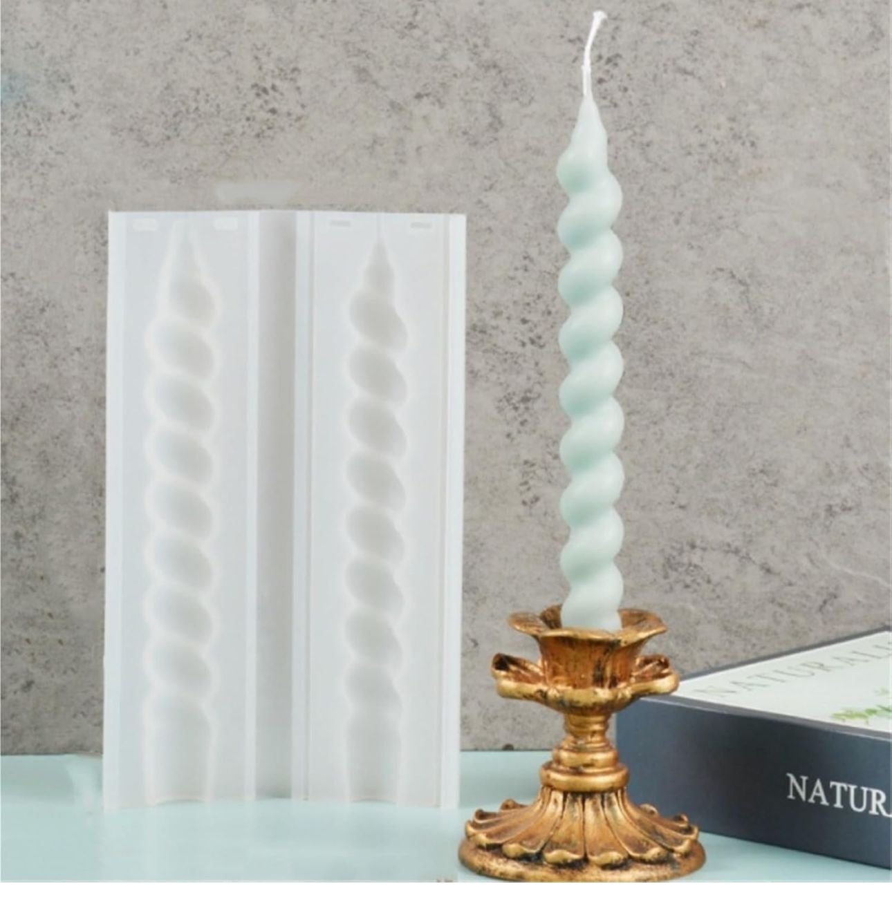 Molde de Velas Pilar en Espiral para Candelabros, Bautizos y Decoración