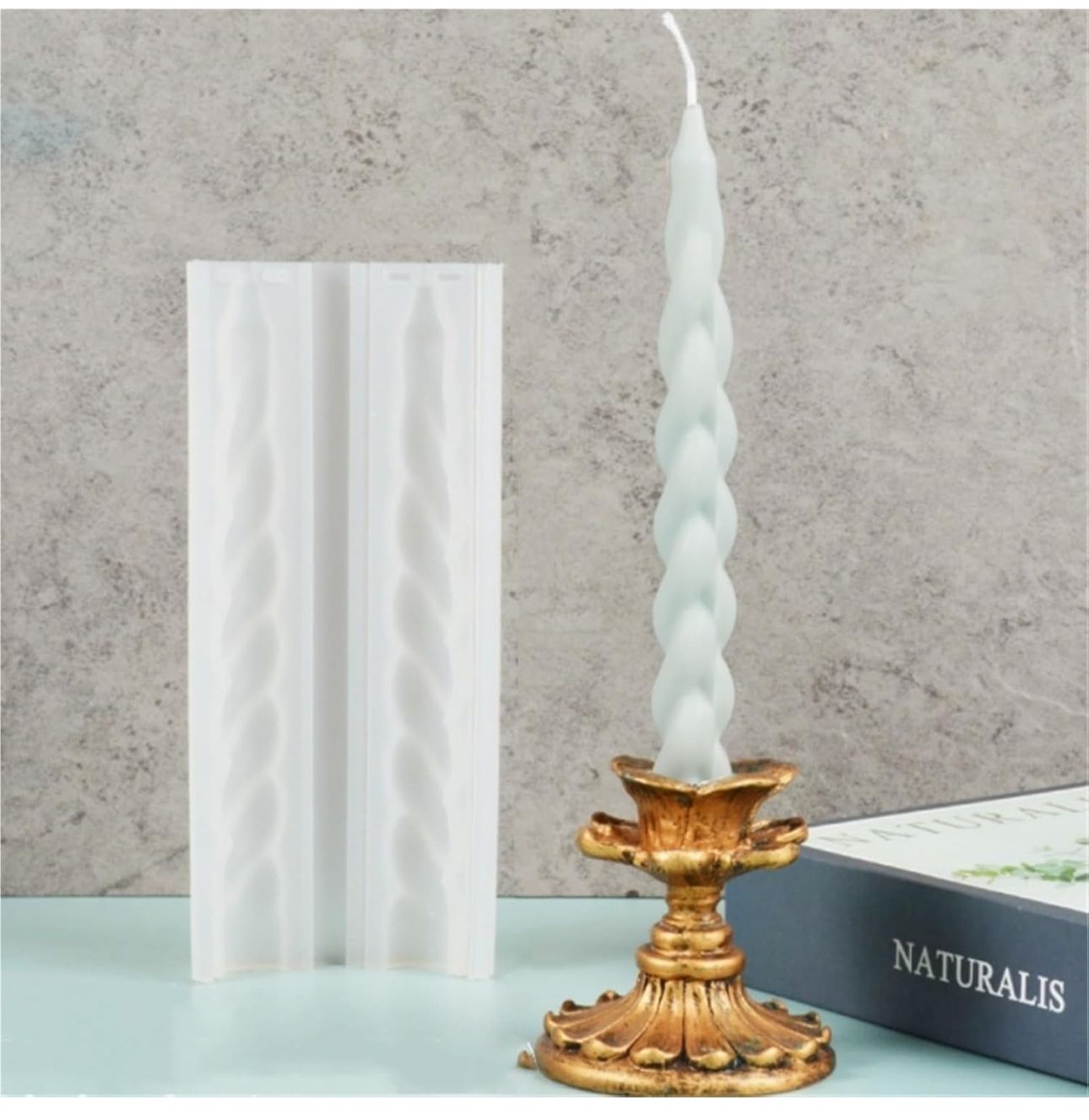 Molde de Velas Pilar en Espiral para Candelabros, Bautizos y Decoración