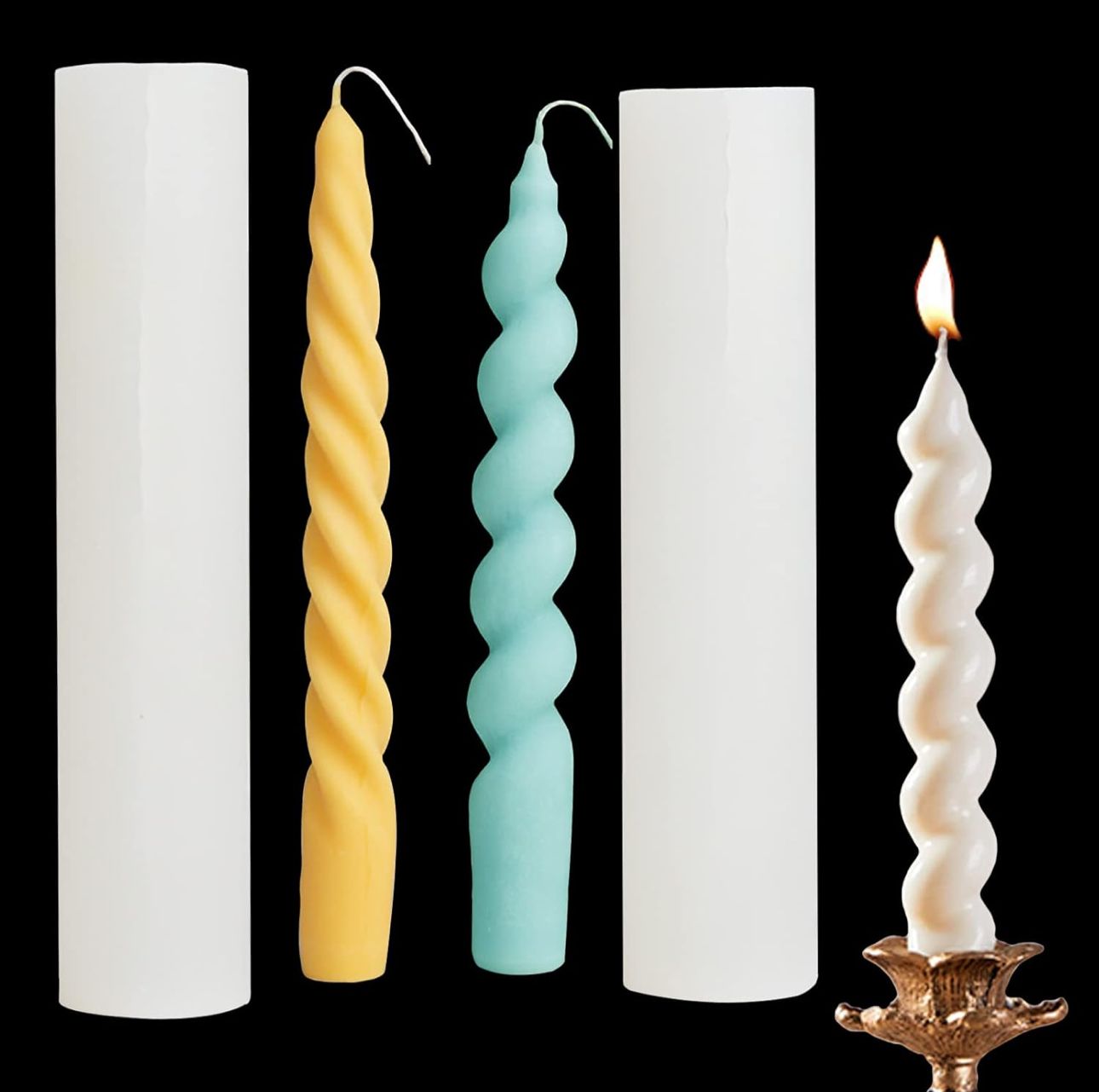 Molde de Velas Pilar en Espiral para Candelabros, Bautizos y Decoración