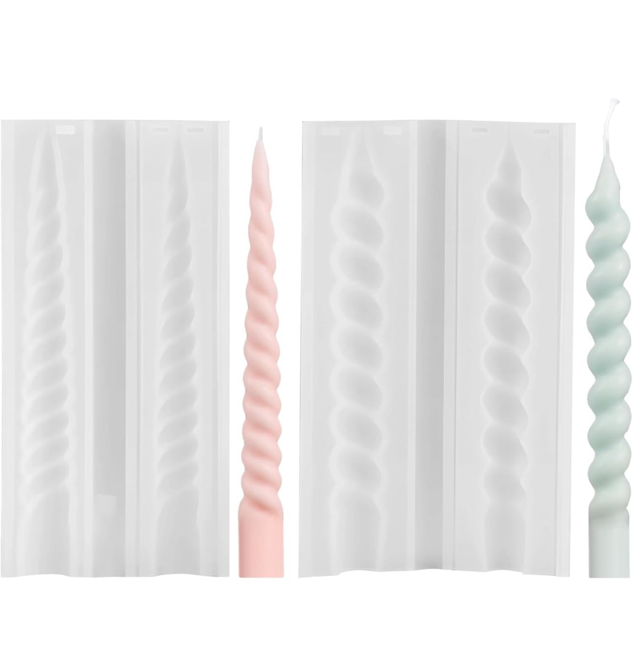 Molde de Velas Pilar en Espiral para Candelabros, Bautizos y Decoración