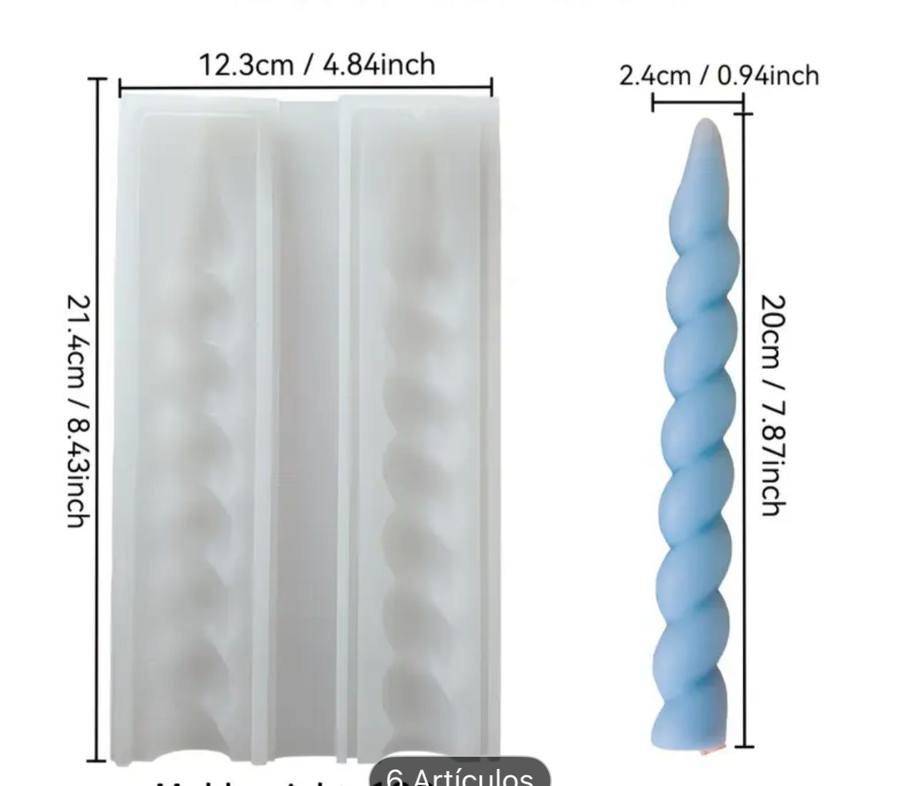 Molde de Velas Pilar en Espiral para Candelabros, Bautizos y Decoración