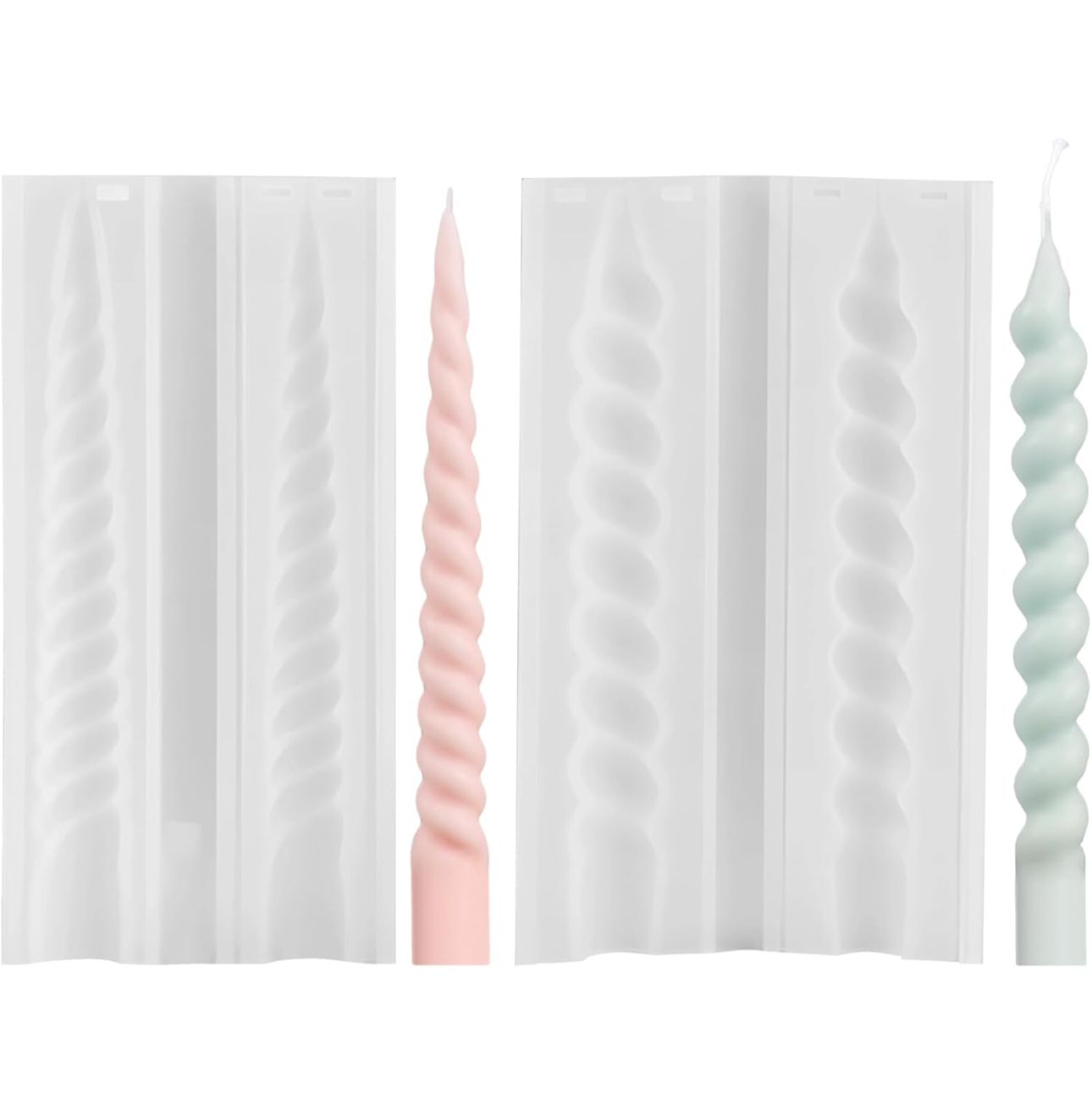 Molde de Velas Pilar en Espiral para Candelabros, Bautizos y Decoración