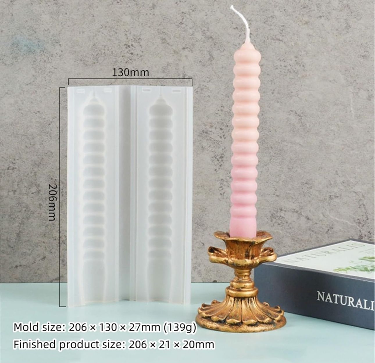 Molde de Velas Pilar en Espiral para Candelabros, Bautizos y Decoración