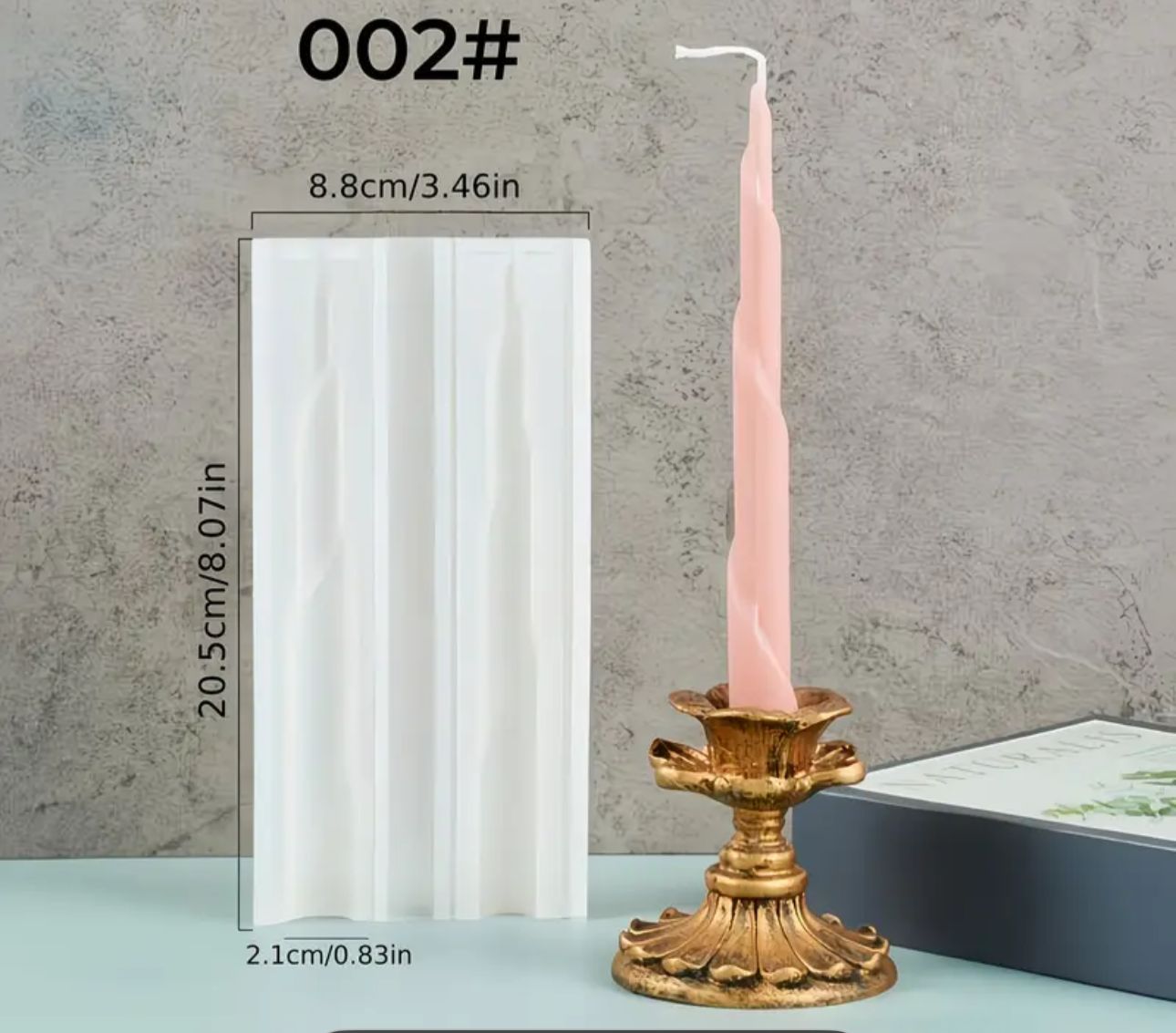 Molde de Velas Pilar en Espiral para Candelabros, Bautizos y Decoración