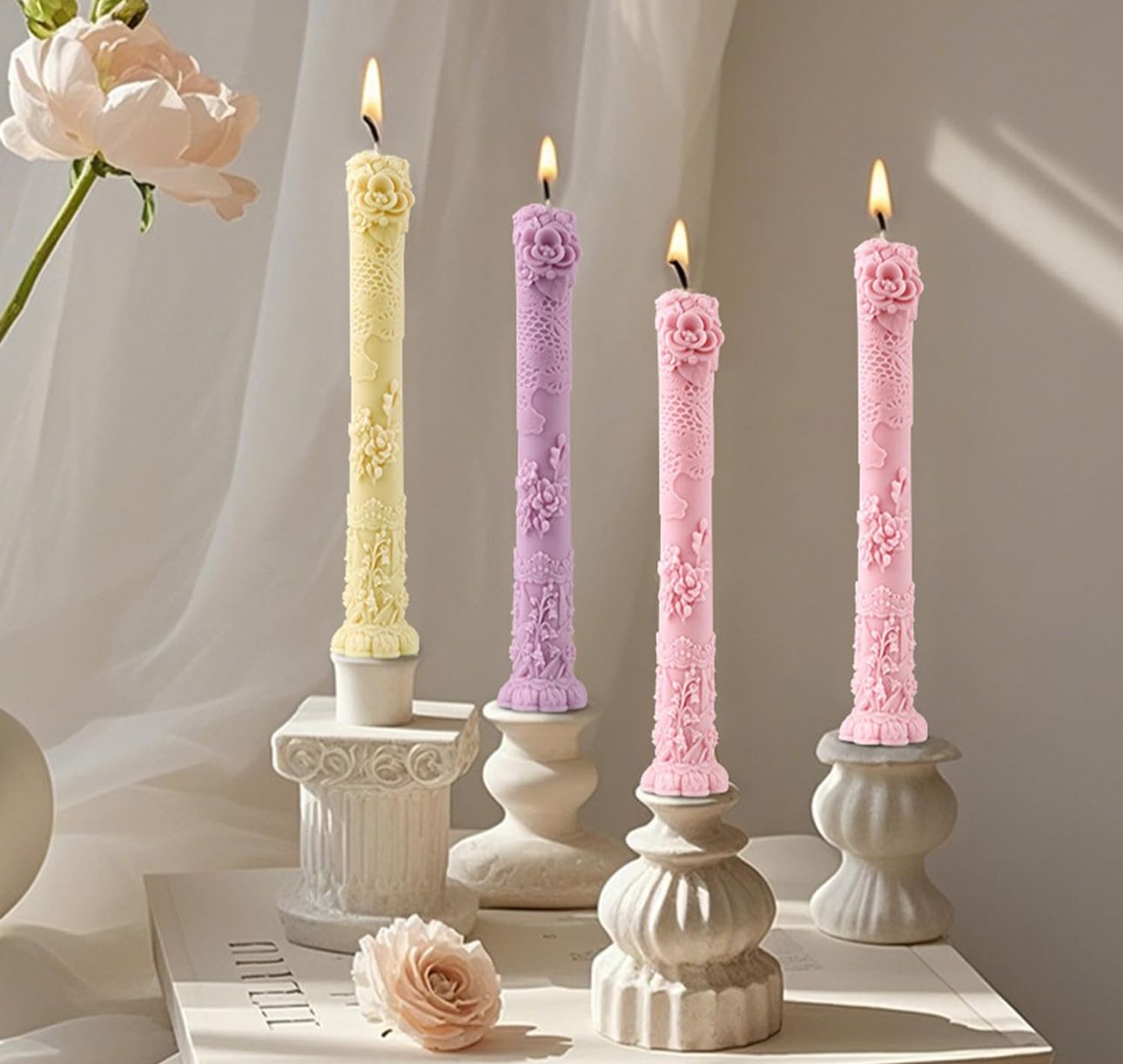 Molde de Velas Pilar en Espiral para Candelabros, Bautizos y Decoración