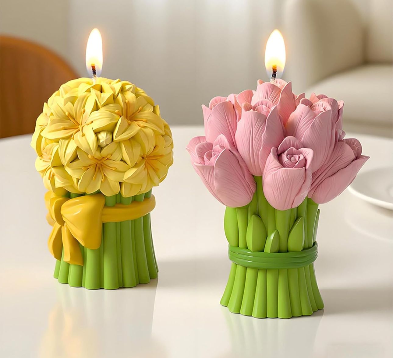 Molde de Tulipanes Flor de Gardenia y Rosas para Velones