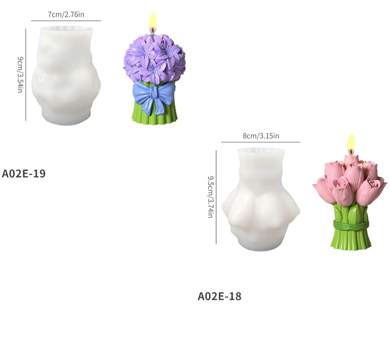 Molde de Tulipanes Flor de Gardenia y Rosas para Velones